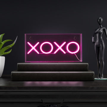 XOXO 11.75" Contemporary Glam Acrylic Box USB Operated LED Neon Light - JONATHAN Y